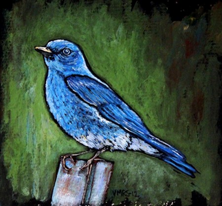 bluebird©Virginia Spencer, thepurpledogpaintingblog, 2012