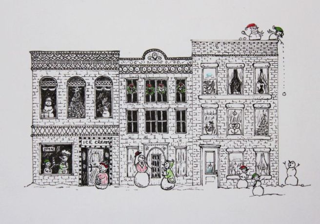 snowscene1©Virginia Spencer, thepurpledogpaintingblog, 2013