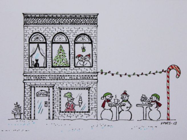 snowscene3©Virginia Spencer, thepurpledogpaintingblog, 2013